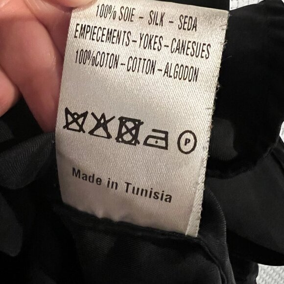 Sandro Paris silk Luxury Pajama Style Shirt Top Button‎ Up Black Medium (READ) - Picture 8 of 9